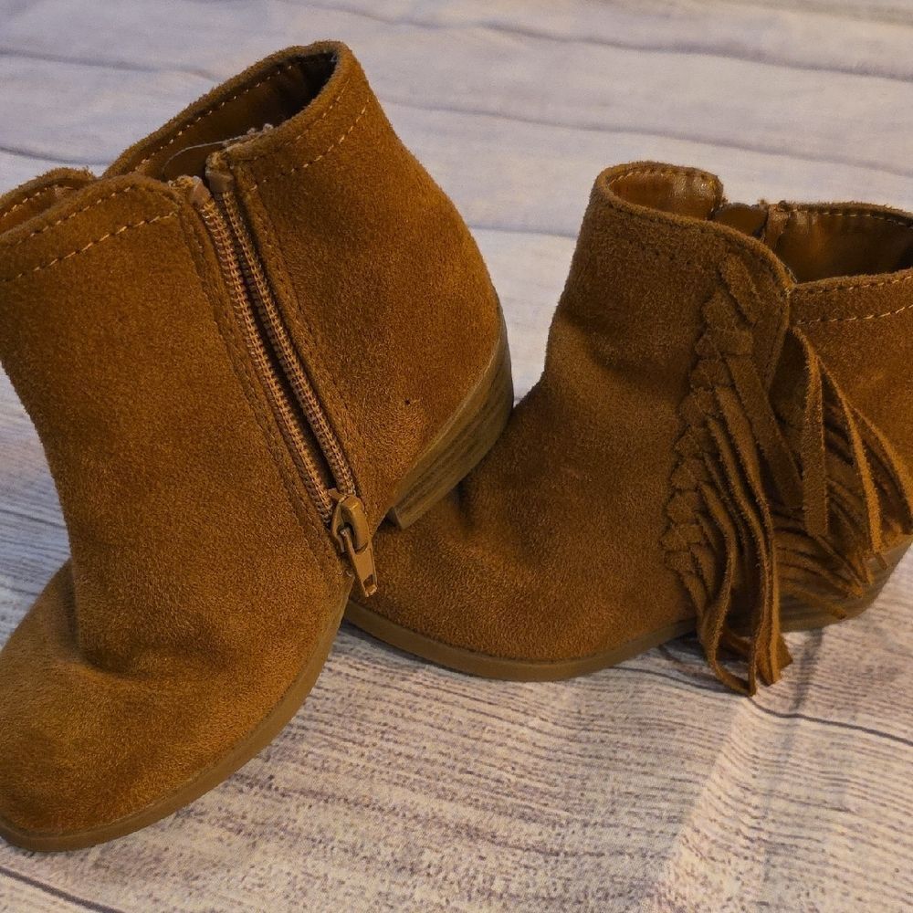 Sugar Brown Suede Ankle Boots with Fringe